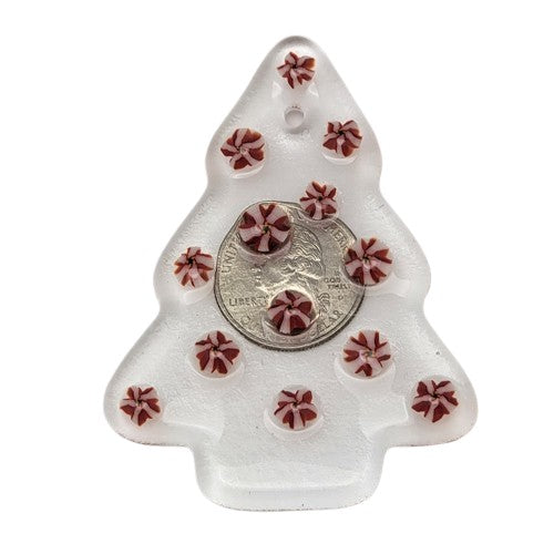 Clear Christmas Tree with Flower Murinni Balls Handmade Fused Glass Ornament- 