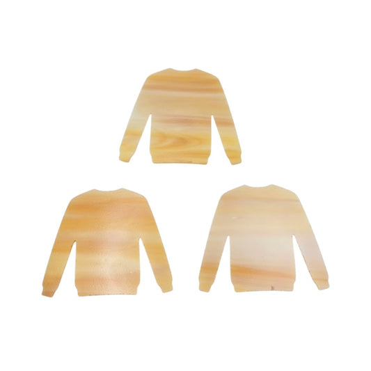 Three Amber & White 96 COE Fusible Sweater Precut Glass 2 6/8 x 2 1/8 in Ornament Christmas Ugly- 