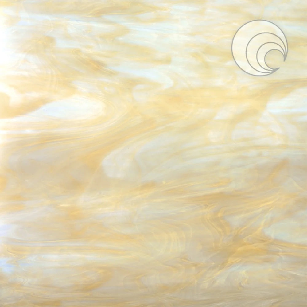 315.02F White Pale Amber Mix 12 x 12 Inch Oceanside Compatible 96 COE Sheet Glass- 