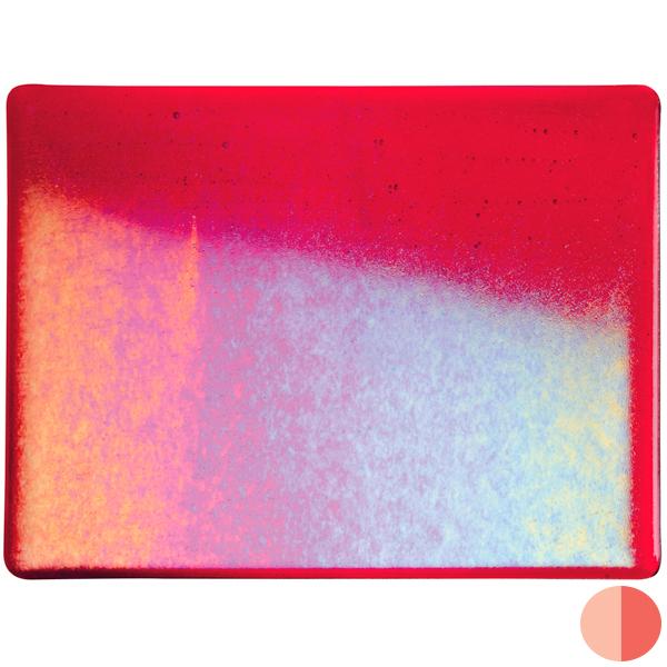 1122 Irididized Red Transparent Striker Bullseye 90 COE Glass Sheet 10x10" 90COE- 