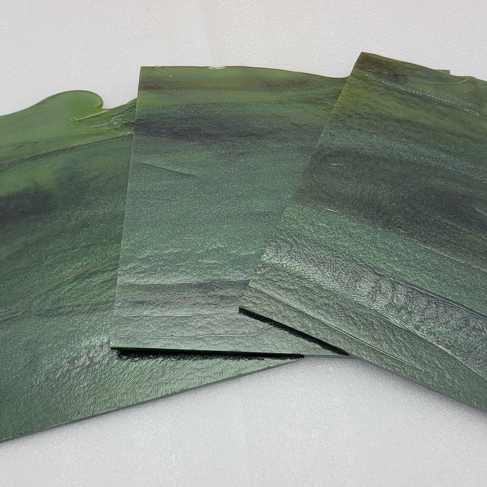 3212 Olive & Forest Green Opal Deep Brown 90 COE Bullseye Fusing Glass Sheet 5x5 inch 3mm 90COE- 