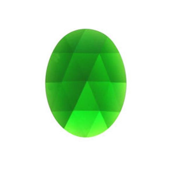 Green Jewel Focal 30x40mm OVAL Faceted Quality German Made Flat Back- 