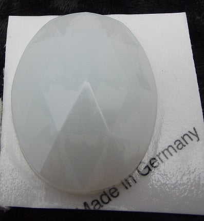 Opal White Jewel Focal 30x40mm OVAL Faceted Quality German Made Flat Back- 