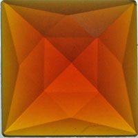 Light Amber ONE SQUARE Glass Faceted Jewel 30mm 1.18" German Made Bevels- 