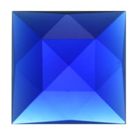 Dark Blue ONE SQUARE Glass Faceted Jewel 30mm 1.18" German Made Bevels-