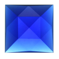Dark Blue ONE SQUARE Glass Faceted Jewel 30mm 1.18" German Made Bevels- 