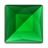 Green ONE SQUARE Glass Faceted Jewel 30mm 1.18" German Made Bevels- 