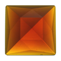 Dark Amber ONE SQUARE Glass Faceted Jewel 30mm 1.18" German Made Bevels- 
