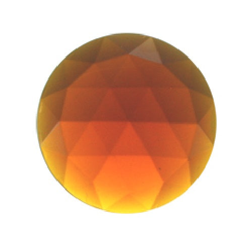 Dark Amber 30mm Faceted Jewel German Made Bevel Round 1.18 inch- 