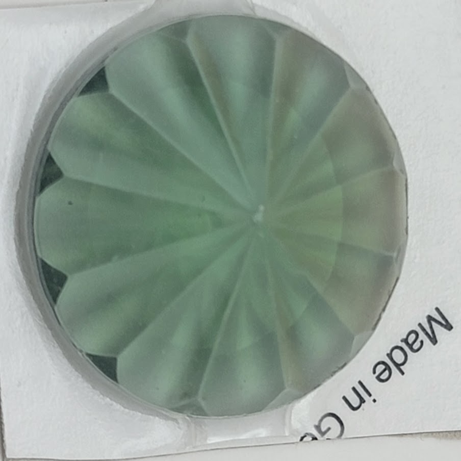 Fluted Sea Green 35mm Glass Jewel From Germany Focal- 