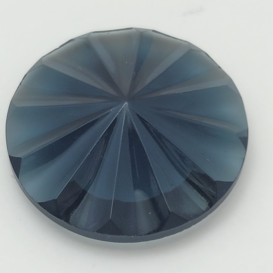 Fluted Steel Blue 35mm Glass Jewel From Germany Focal- 