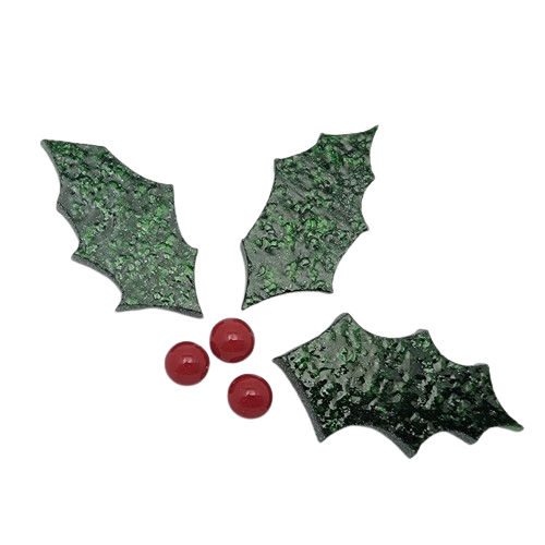 96 COE Holly Leaf Cluster with Berries Glass Precut Fusing Supplies- 