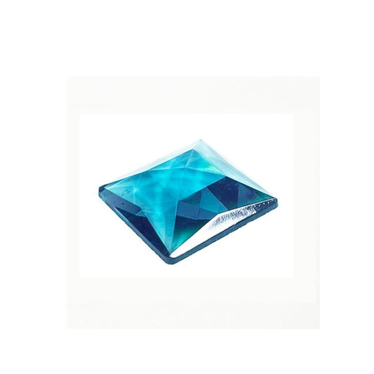 Aquamarine Blue ONE SQUARE Glass Faceted Jewel 25mm 1" German Made Bevel Stained- 
