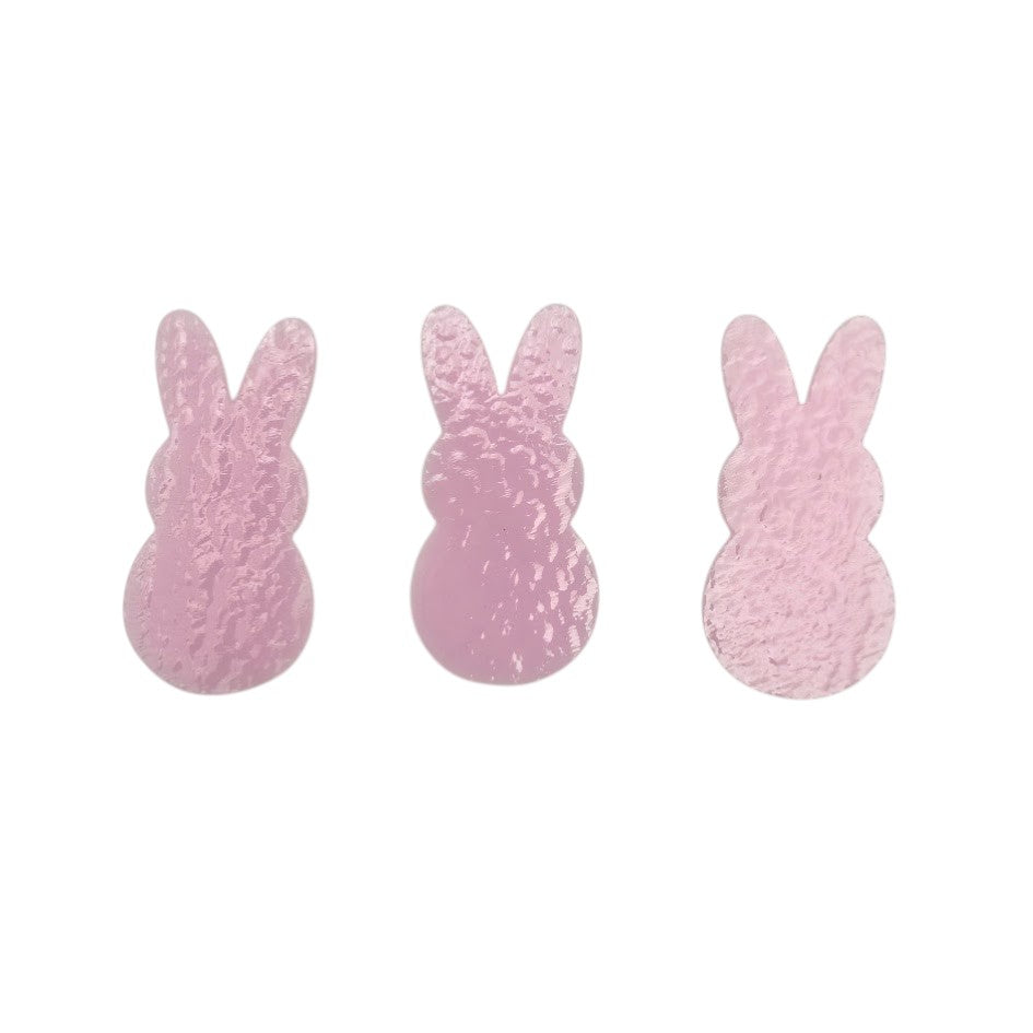 THREE 90 COE 2mm Pink Precut BUNNY Rabbit Easter Glass 1 x 2 inches- 
