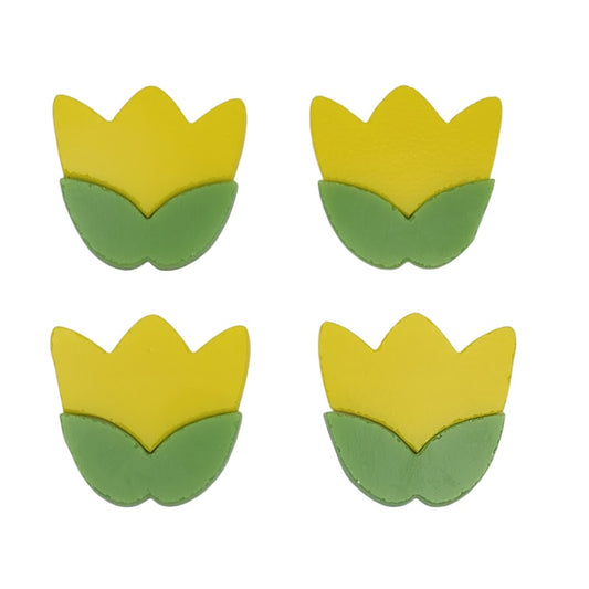 96 COE TULIP Precuts Set of Four Yellow Glass Shapes for Fusing 96COE Flowers- 