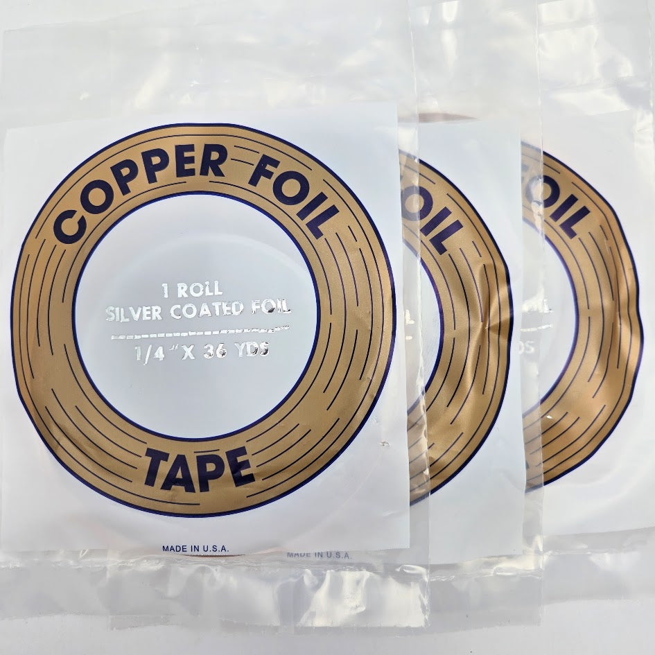 3 Rolls 1/4" SILVER BACK EDCO Copper Foil Tape For Stained Glass 36 yards Supplies 1mil- 