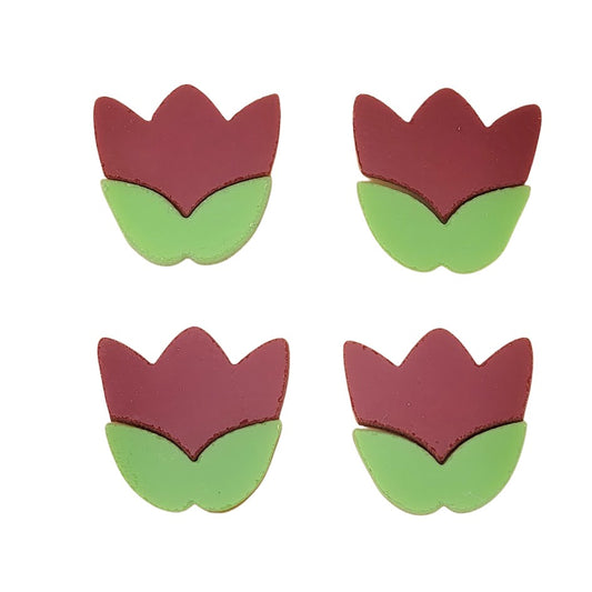 96 COE TULIP Precuts Set of Four Red Glass Shapes for Fusing 96COE Flowers- 