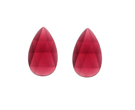 TWO Pieces 40x24 Gold Pink Teardrop Faceted Jewels German Made High Quality- 