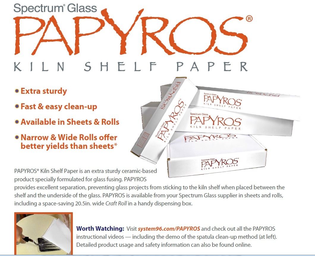 PAPYROS SHELF PAPER New Formula  Organic Craft Roll  20.5 inches x 82 feet Primer Kiln Glass Separator- 