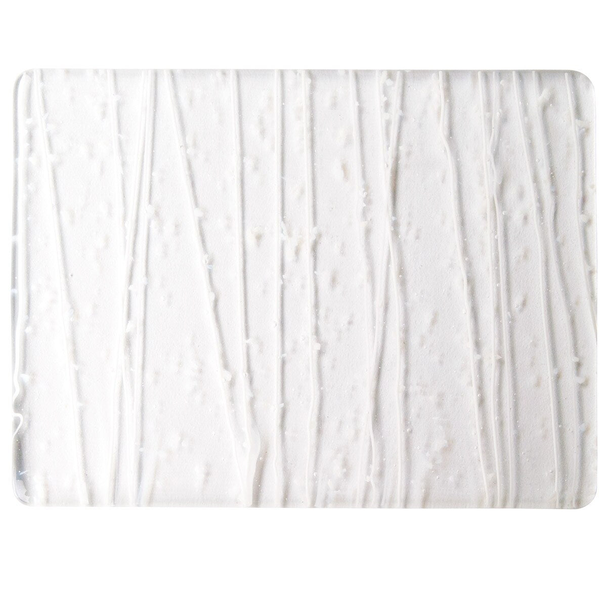 4237 Vanilla & White Frit & Streamers Clear Base Collage 90 COE Bullseye Fusing Glass Sheet 5x5 inch 3mm- 