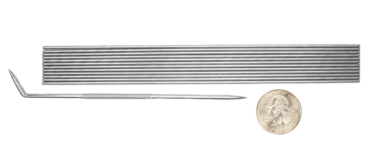 VALUE PACK! FIREWORKS Beadmaking 12 3/32" Stainless Mandrels + Rake SET- 