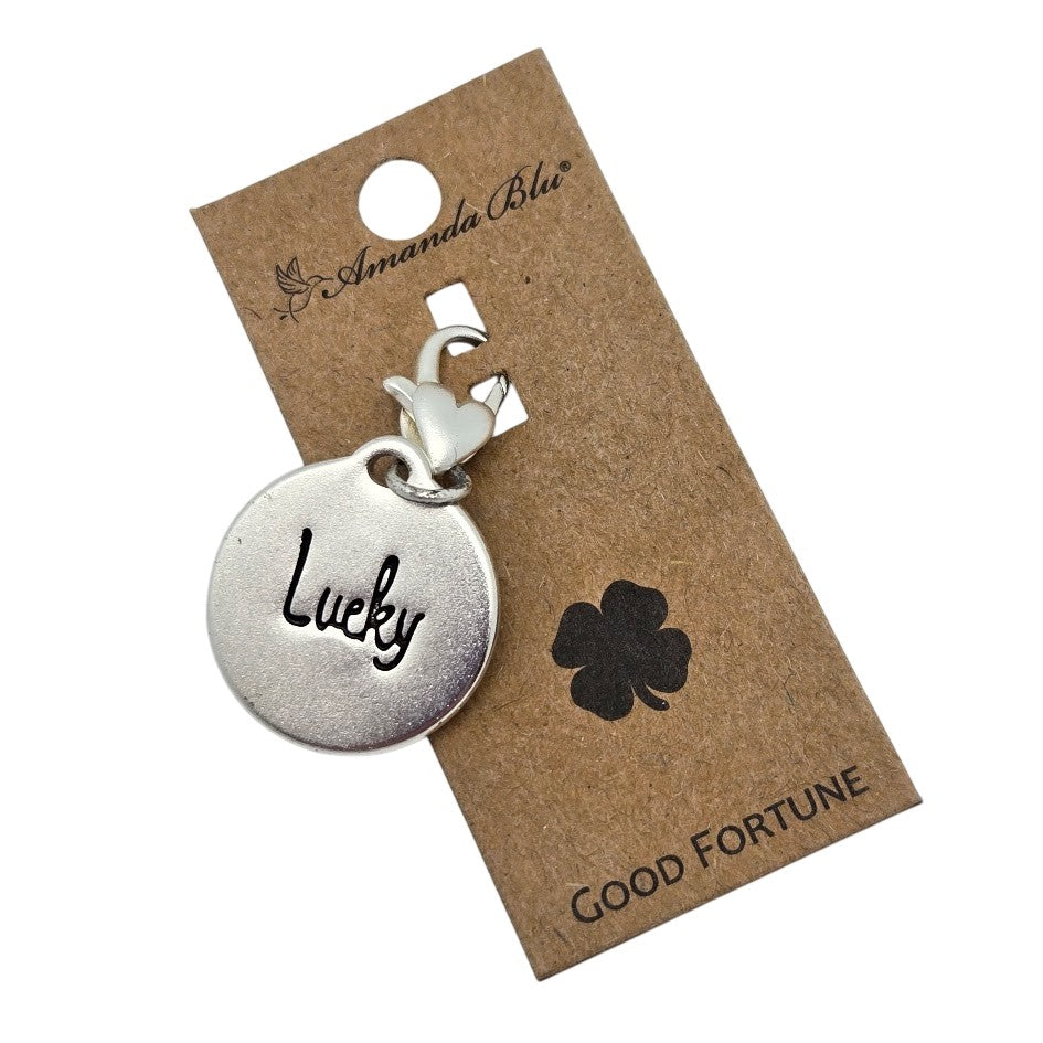 LUCKY Clover Amanda Blu ONE Two Sided Two-tone Gold and Silver Love Gift Friend- 