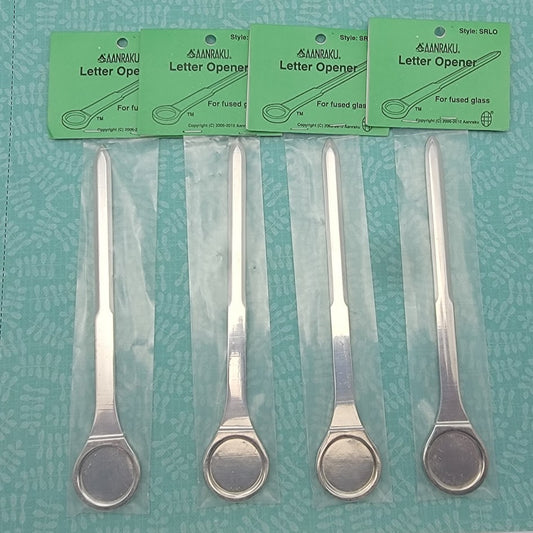 FOUR PIECES Short Cabachon ROUND TOP LETTER OPENER Aanraku Fused Glass Add ART- 