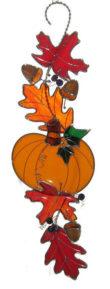 Read Description FALL SCROLL KIT Precut Stained Glass Pumpkin Leaves Studio One 9822- 