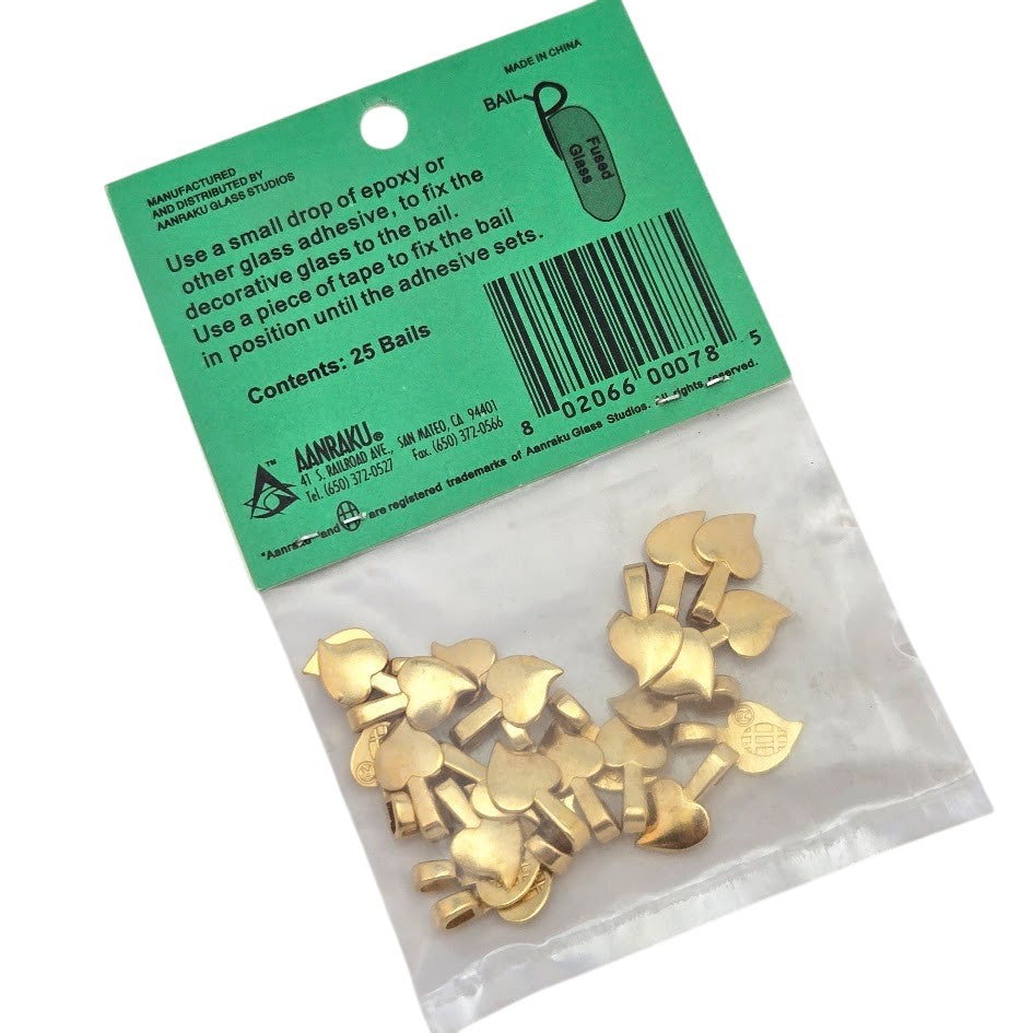 Aanraku HEART Bails GOLD Plated Small 25 Glue On Pendant Findings Gorgeous- 
