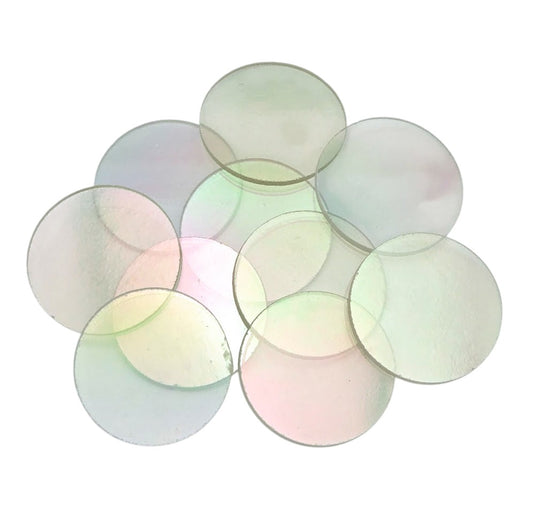 ONE PIECE Icicle Clear Iridized I100 2" Precut 96 COE Glass Circle Fusible- 