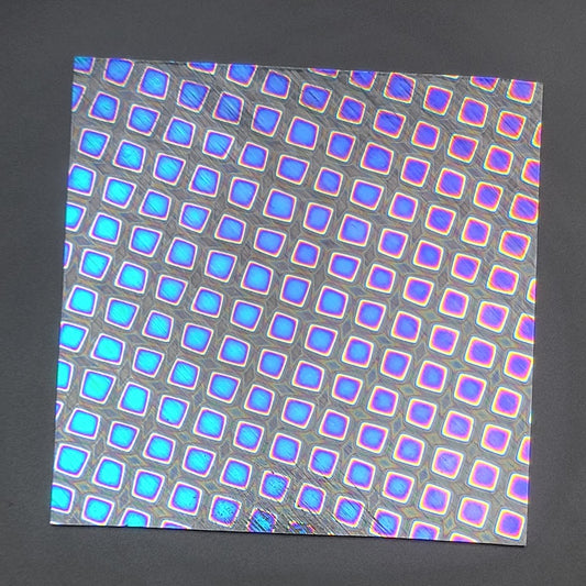 4x4" 90 COE Square 3 Rainbow on CLEAR Thin Dichroic Fusing Glass-