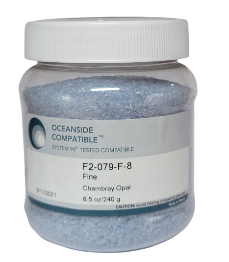F2 079 96 Chambray Opal FINE Frit 8.5 oz Jar 96 COE- 