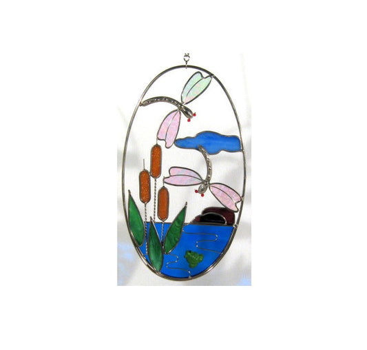 Read Description DRAGONFLY Dragonflies Oval Precut Stained Glass Kit Studio 1 9046- 