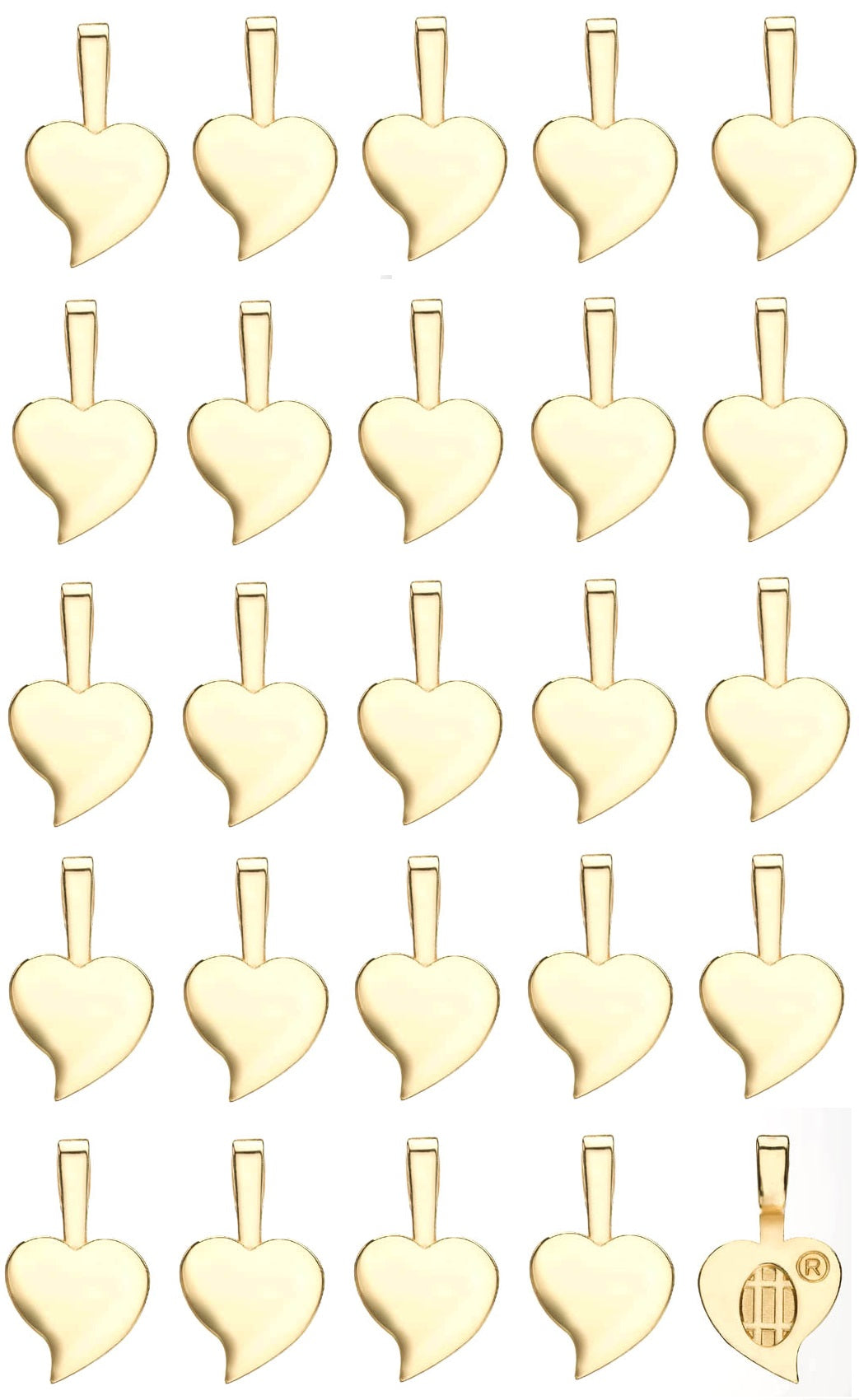 Aanraku HEART Bails GOLD Plated Large 25 Glue On Pendant Findings Gorgeous- 