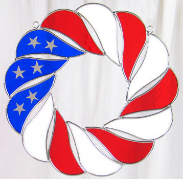 FLAG WREATH KIT Studio One Art Glass Precut 9115 Red White Blue Read Description- 