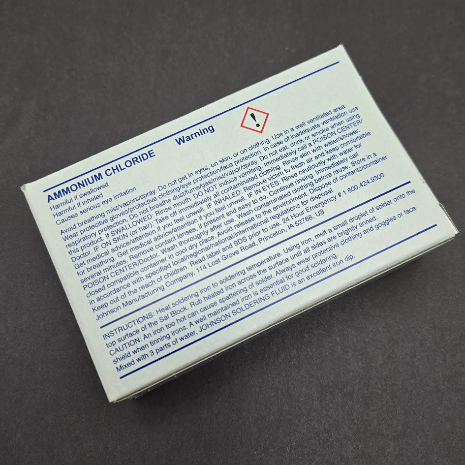 SAL AMMONIAC Stained Glass Soldering Iron Supplies Tinning Block 8 ounces Solid- 
