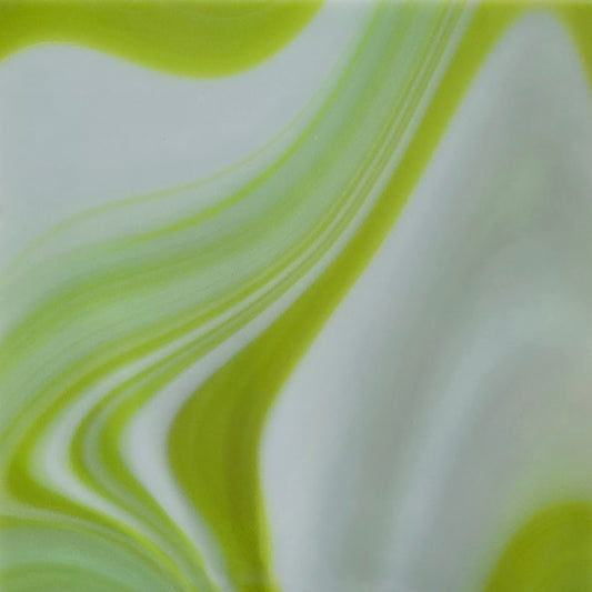 FR43F Fuser's Reserve White & Lemongrass Opal 6 x 6 inch 96 COE Fuser's Reserve- 