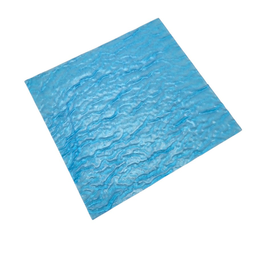 Kokomo Lt. Blue Sky Blue Leans Turquoise Cathedral Ripple 8 by 8 inches or larger Stained Glass- 