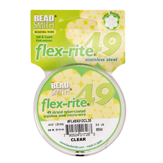 Stainless Steel CLEAR .012" 49 Strand 30' BEADSMITH FLEX-RITE Wire FLEXRITE- 
