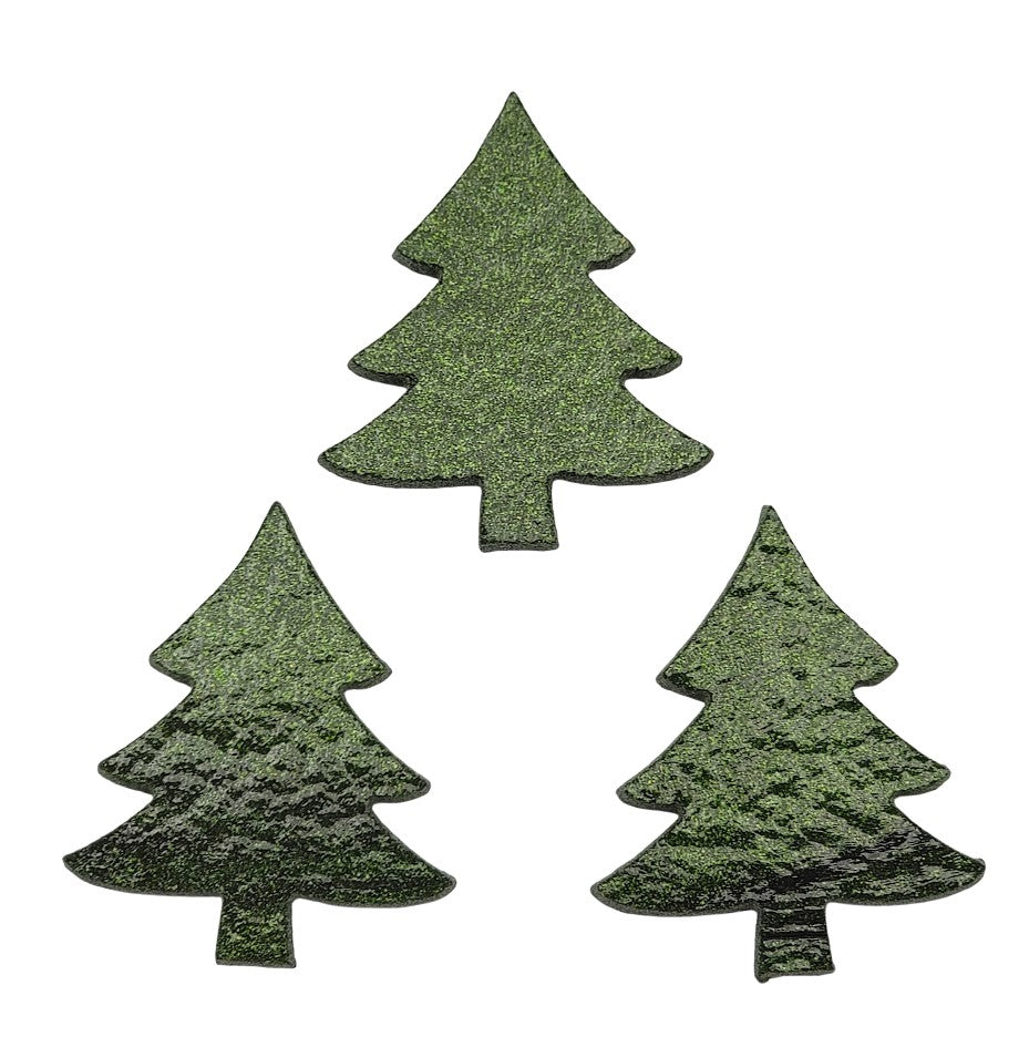 90 COE Mini Trees Set of THREE Glass Precut Bullseye 1 1/4 by 1 1/2" Christmas Pine 90COE- 