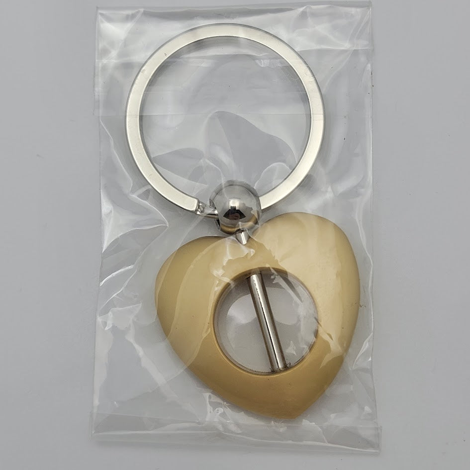 Our Nicest Matte Gold Colored Heart Beadable Key Ring Add Your Own Beads Finding Blank- 
