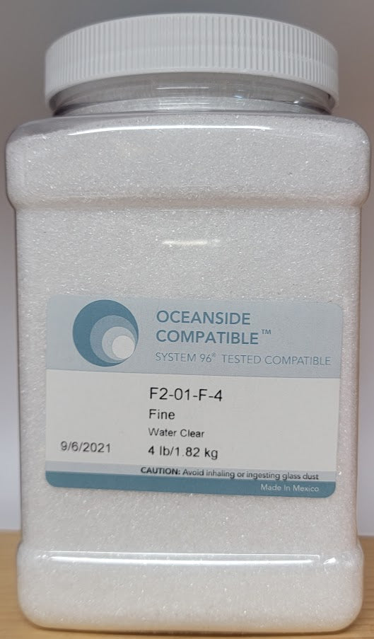 F2 01 WATER CLEAR Fine FOUR POUNDS System 96 COE Glass Frit Economy Size OGT- 