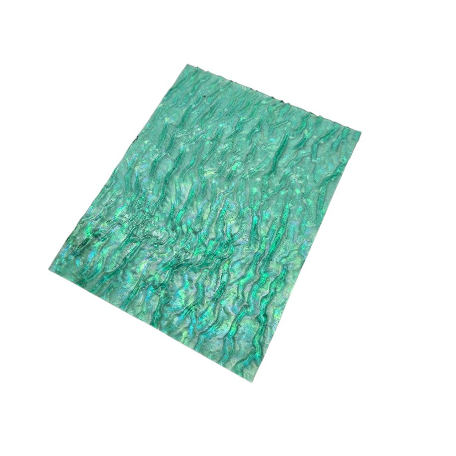 Kokomo 509 Light Blue Green Cathedral Iridized Ripple 9x7 inches or larger Stained Glass- 