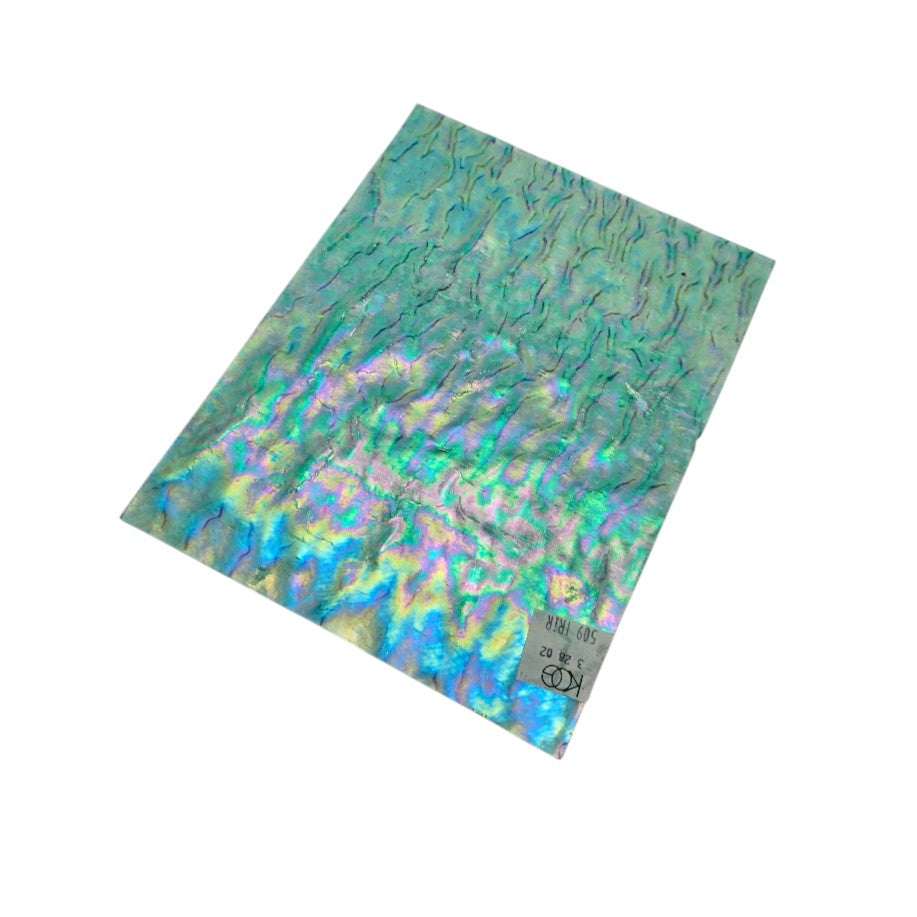 Kokomo 509 Light Blue Green Cathedral Iridized Ripple 9x7 inches or larger Stained Glass- 