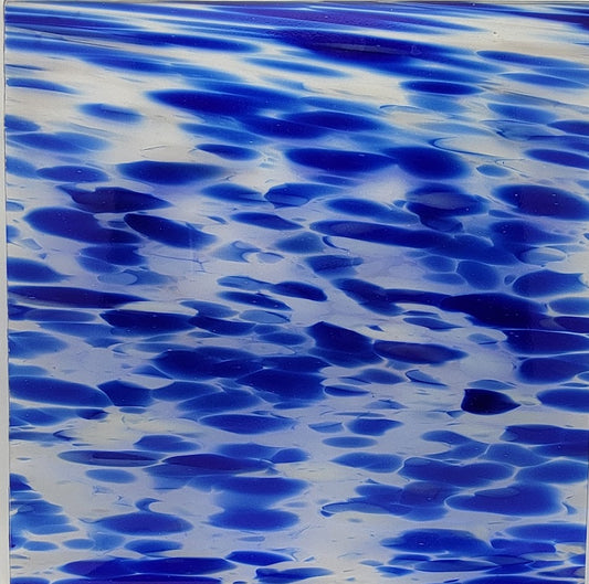 431.76 Vienna Spirit 12 x 12 Inch Oceanside Compatible 96 COE Sheet Glass Crystal Clear Cobalt and Ivory