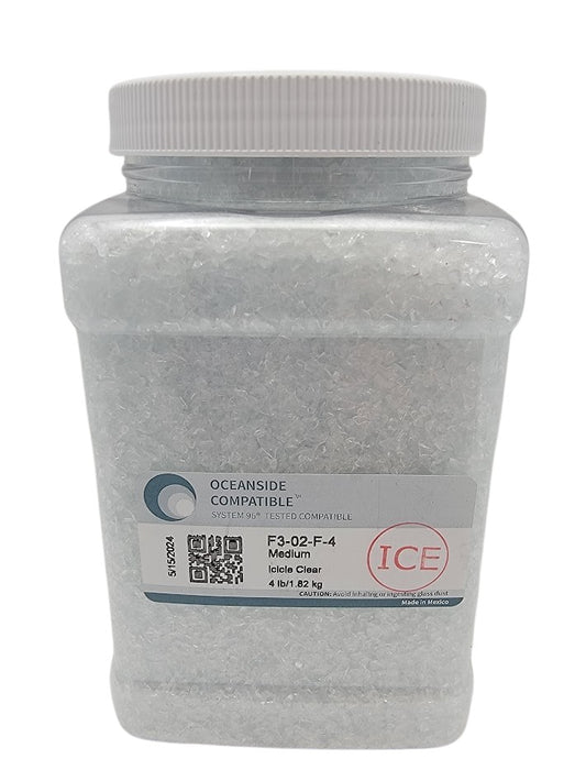 03 02 Icicle Clear Medium Four Pounds 96 COE Glass Frit Oceanside Compatible