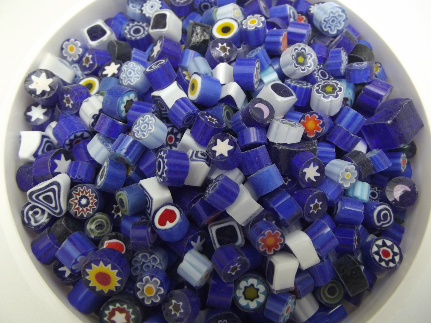 Blue Mix Moretti Effetre Millefiori PATTERNED GLASS SLICES One Ounce- 