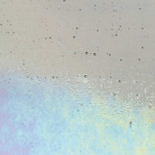1429-0037 Light Silver Gray Iridized Transparent 90 COE Bullseye Fusing Glass Sheet 5x5 inch 3mm 90COE- 