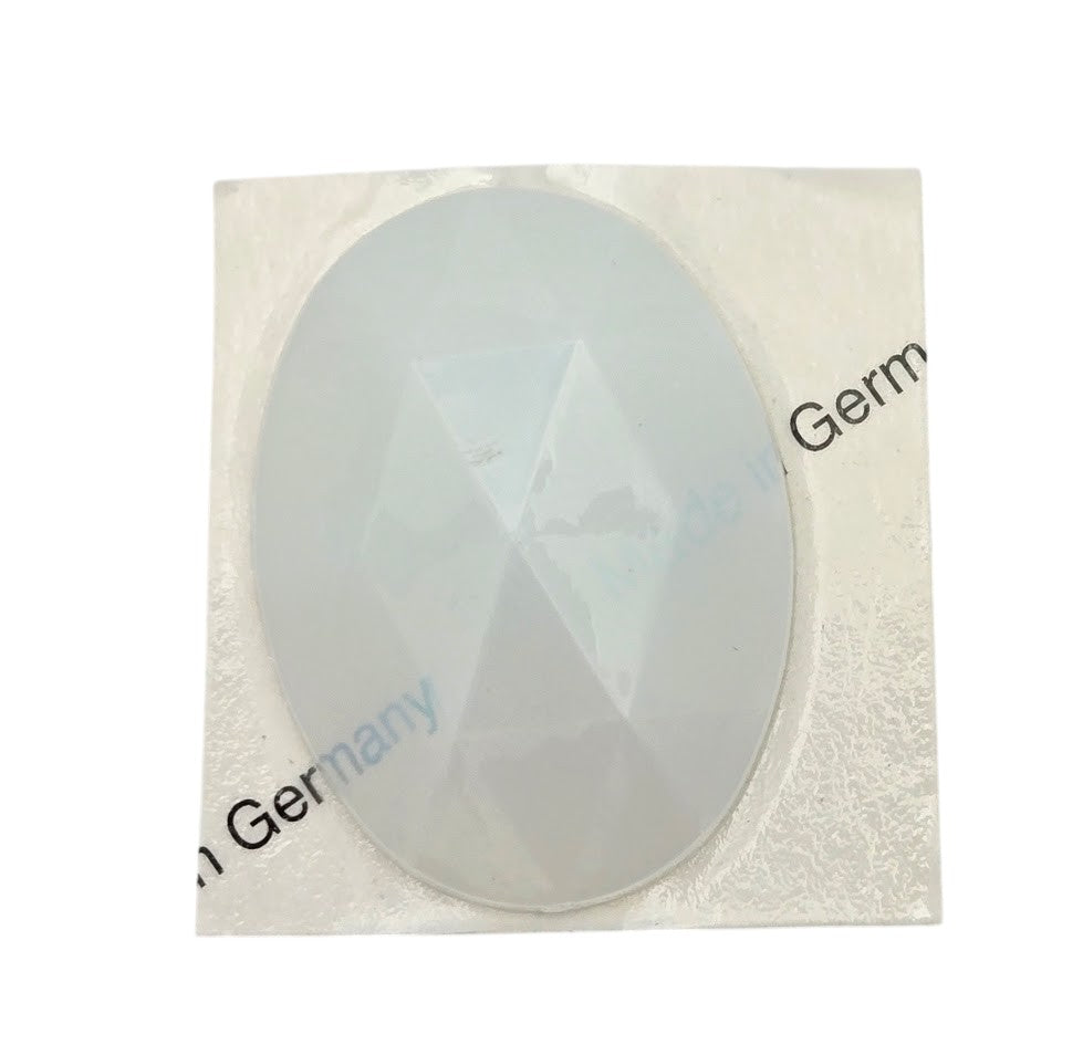 Opal White Jewel Focal 30x40mm OVAL Faceted Quality German Made Flat Back- 