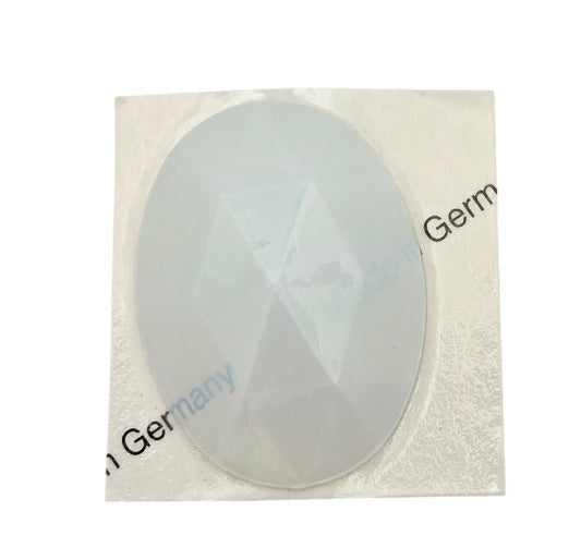 Opal White Jewel Focal 30x40mm OVAL Faceted Quality German Made Flat Back- 